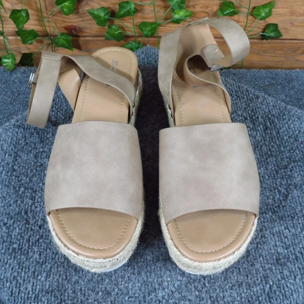 Soda Topic-S Women Platform Espadrille Wedge Sandals Size 11 Casual Taupe Tan‎